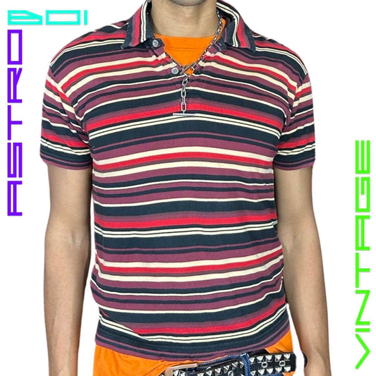 VINTAGE ISSEY MIYAKE MEN STRIPED COTTON POLO