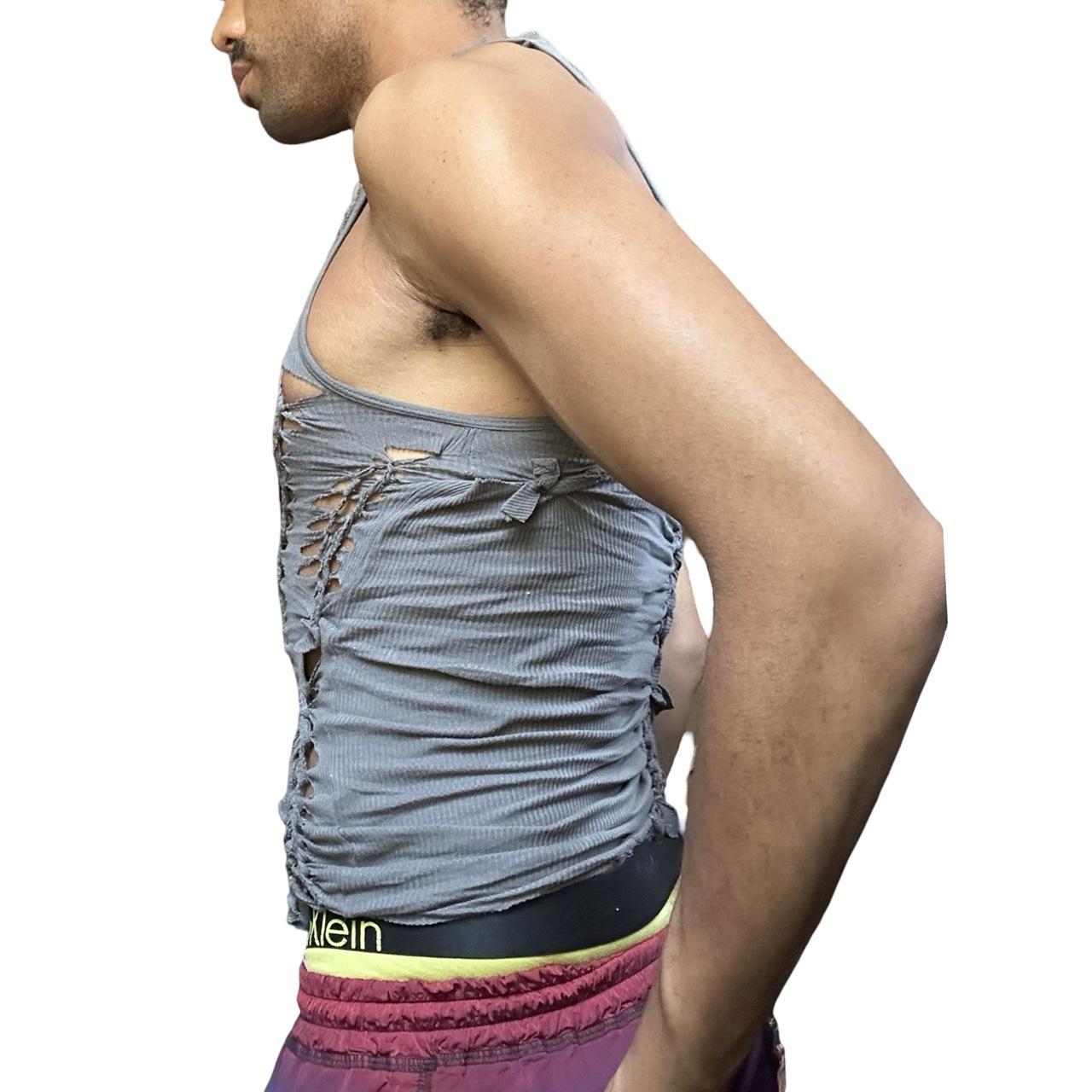 ASTROBOI* 'Cypher' Clay Gray Twist Braided Tank Top – left