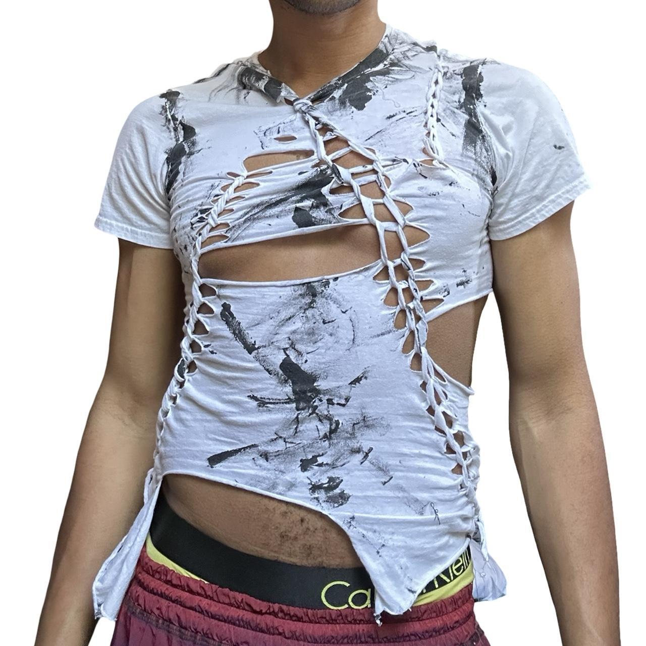 ASTROBOI* 'Morning Star' Black &amp; White Twist Braided T-Shirt – front 2