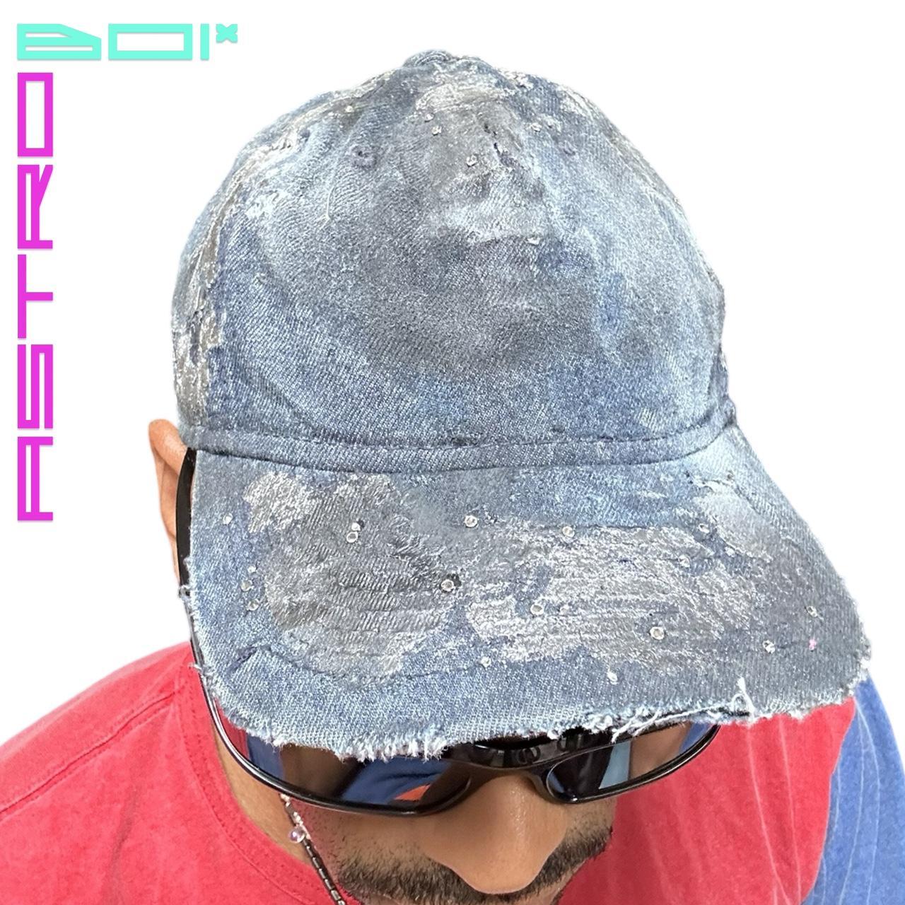 ASTROBOI* DISTRESSED RHINESTONE BLUE DENIM HAT