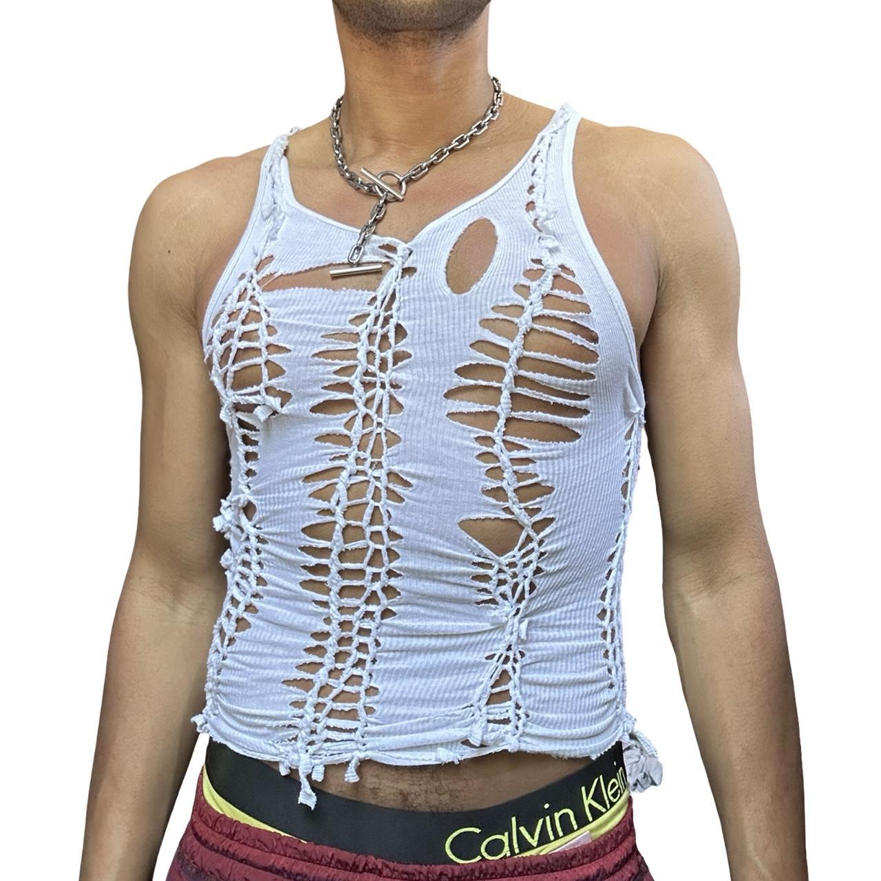 ASTROBOI* 'Trinity' White Twist Braided Tank Top – front 2