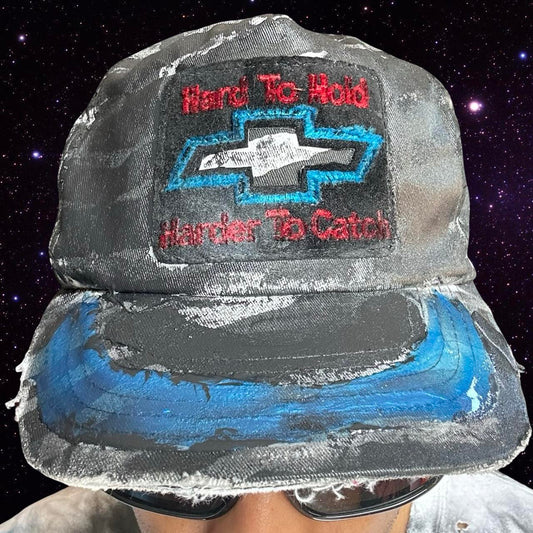 ASTROBOI* x Chevrolet Black &amp; White Distressed Zebra Print Hat - front 