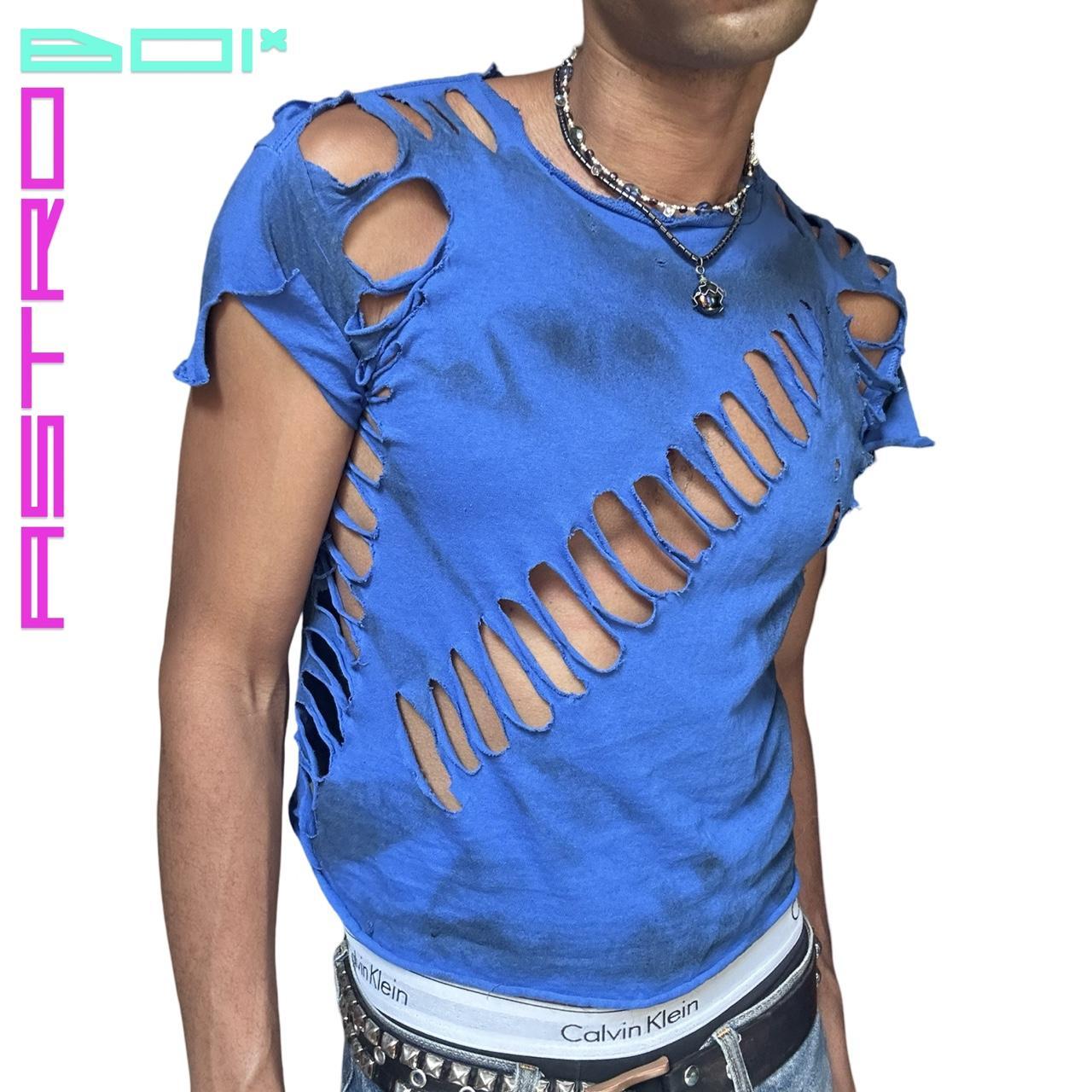 ASTROBOI* BLUE HOLES AIRBRUSHED T-SHIRT_ MEDIUM