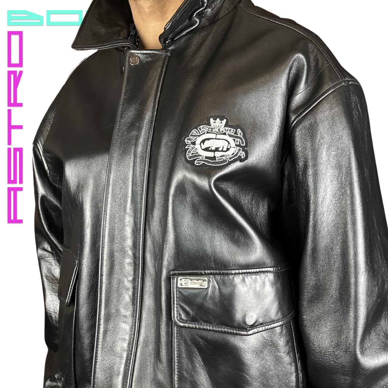 VINTAGE ECKO LEATHER BOMBER JACKET _ BLACK_ XXL