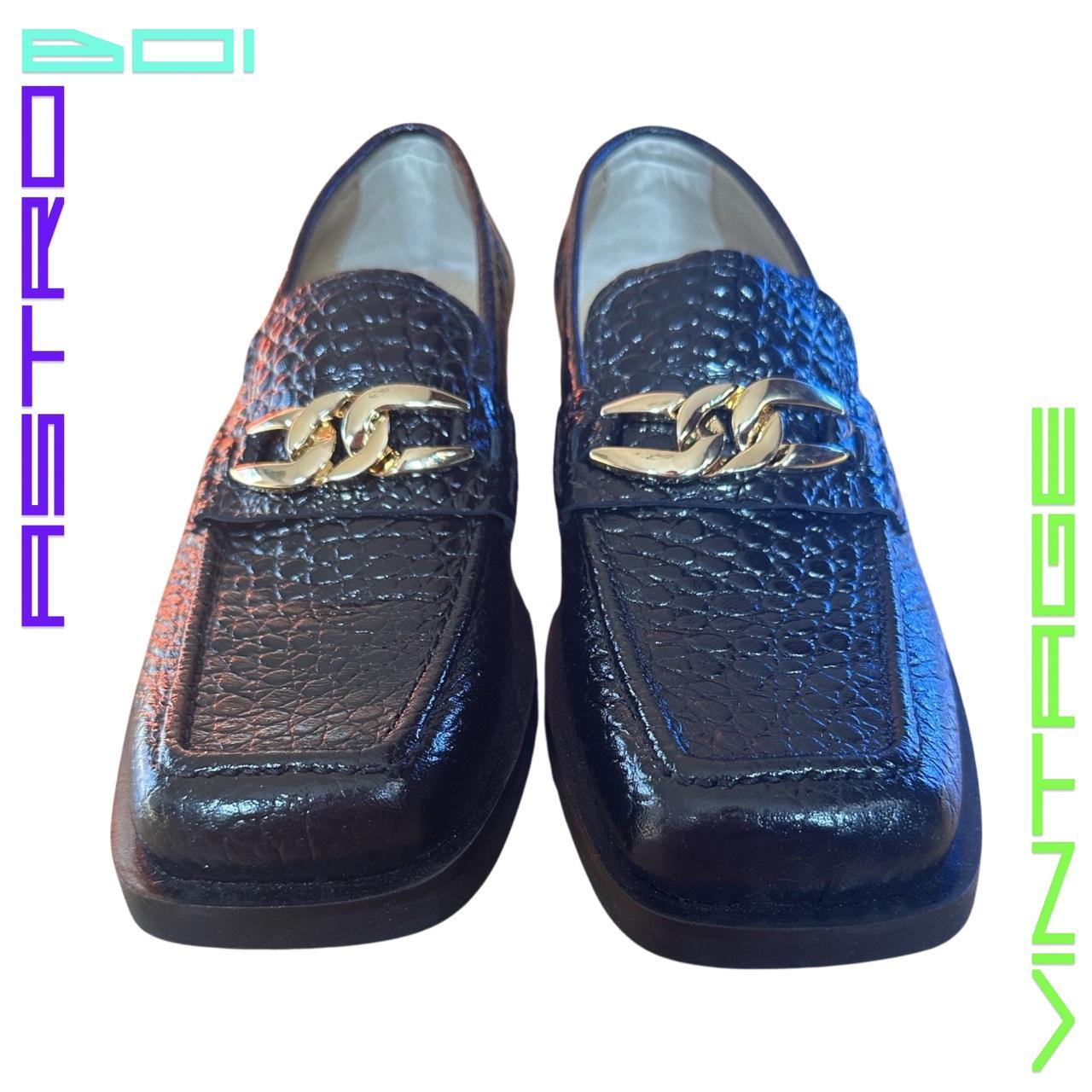 & OTHER STORIES BLACK EMBOSSED SQUARED TOE LOAFERS