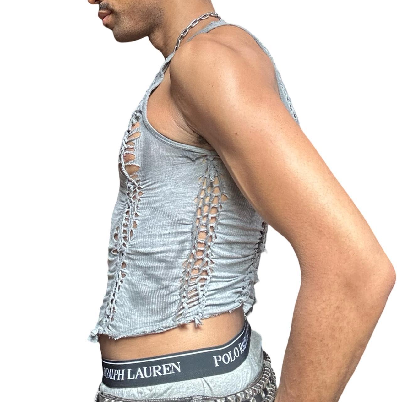 ASTROBOI* 'Stone' Antique Gray Twist Braided Tank Top – left 