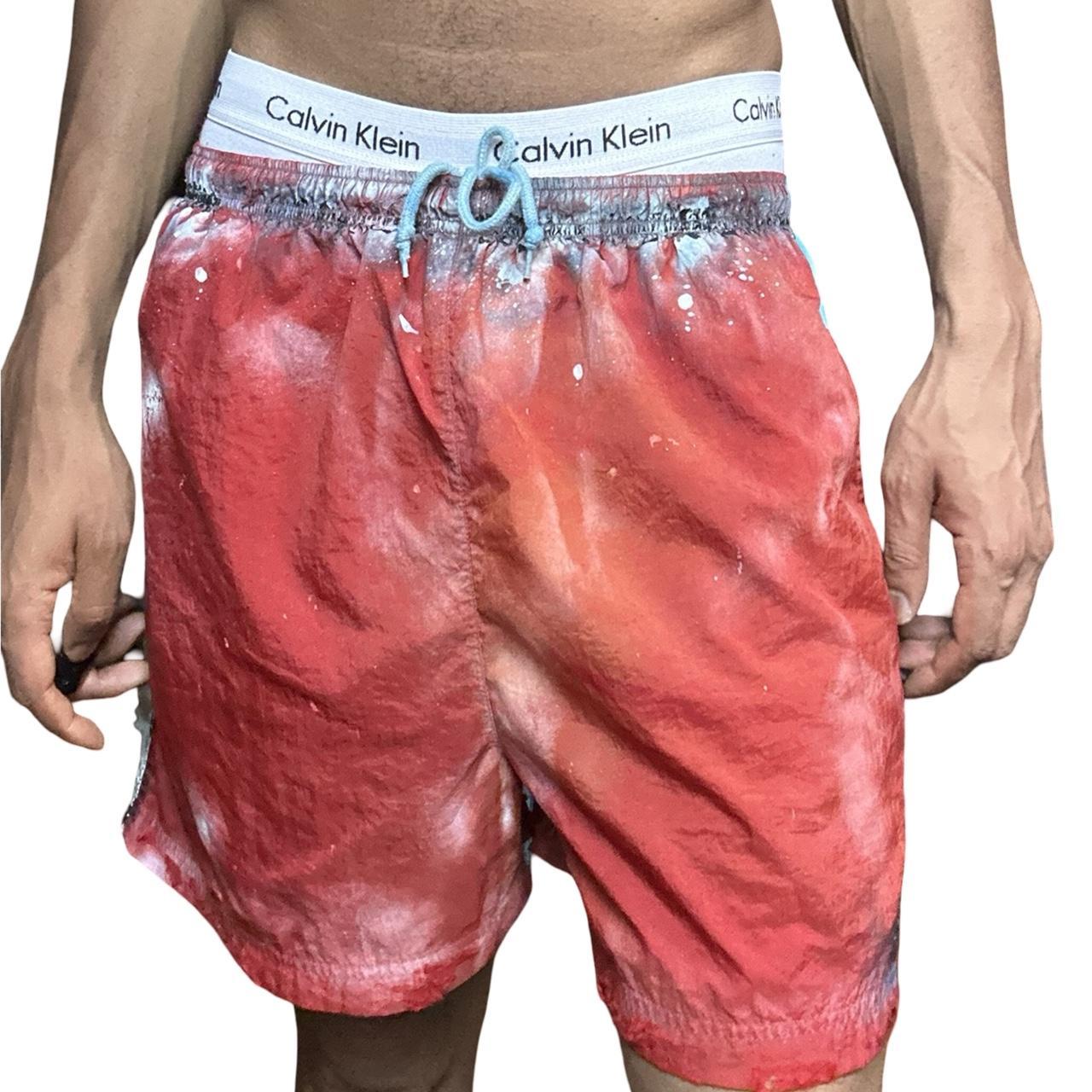 ASTROBOI* x Adidas Orange Nylon Rhinestone Grunge Shorts - front 2