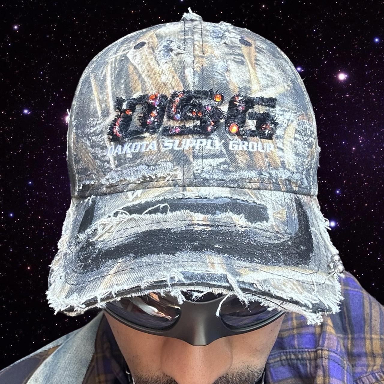 ASTROBOI* 'DSG' Brown Camouflage Pierced Rhinestone Hat - overview 