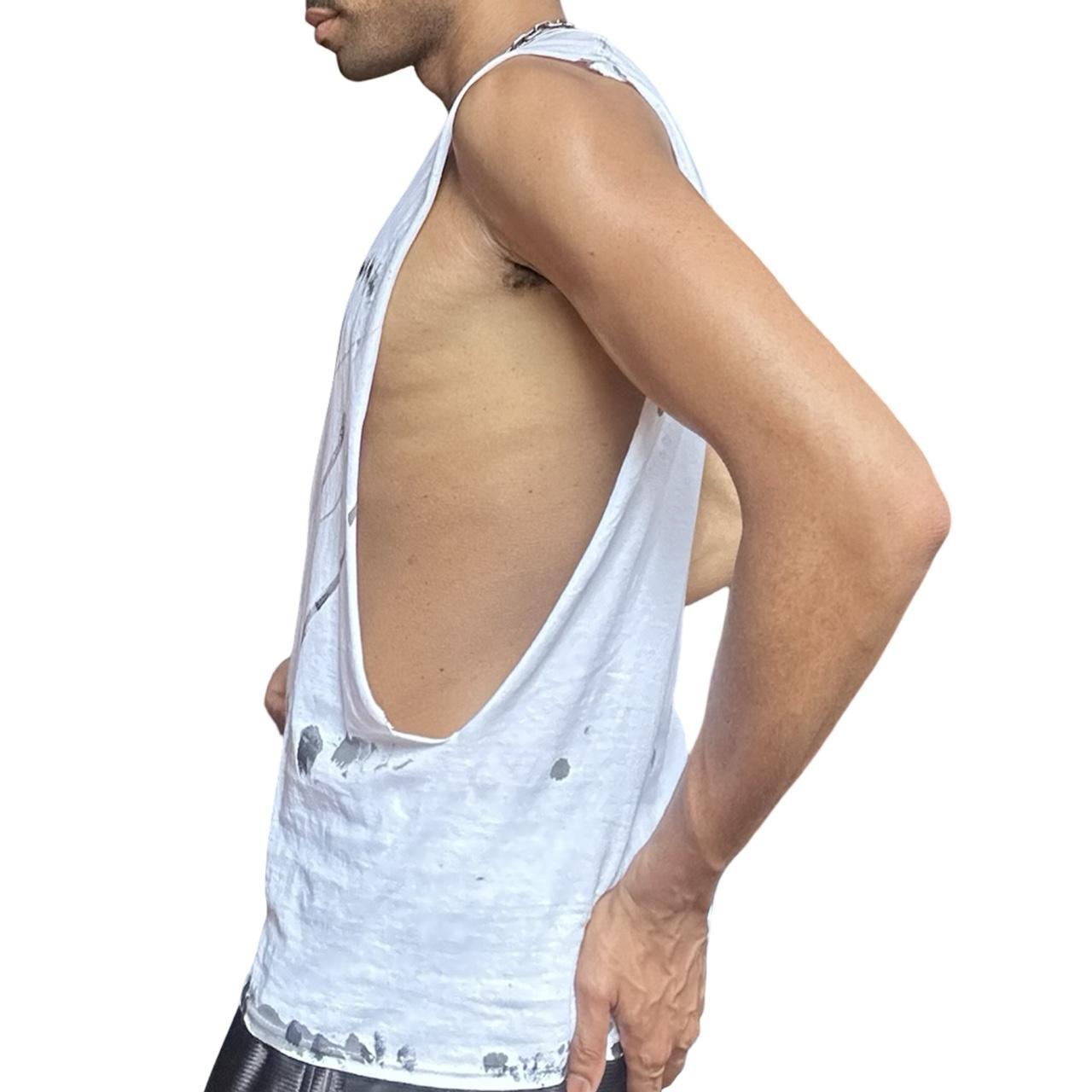ASTROBOI* x Hanes White & Black Painted Muscle Shirt -left