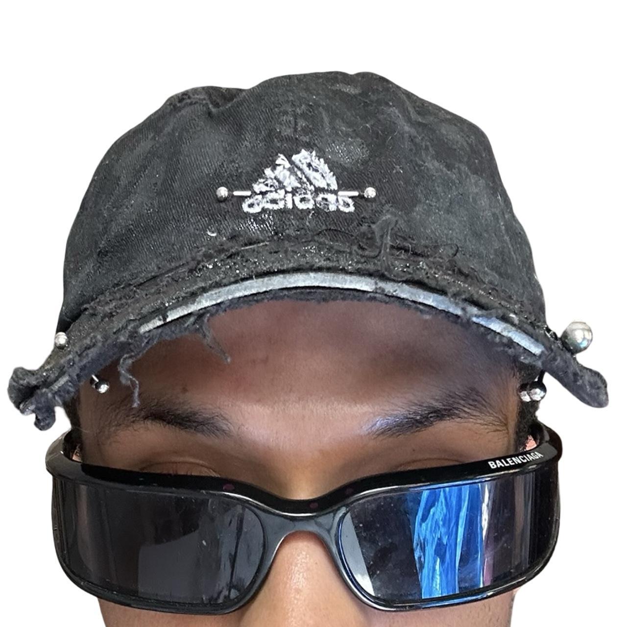 ASTROBOI* x Adidas 'Kink' Black Distressed Pierced Hat - front 2