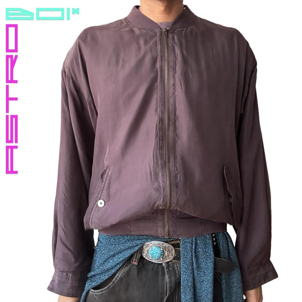 VINTAGE PURPLE SILK OVERSIZED SPRING BOMBER JACKET _ XL