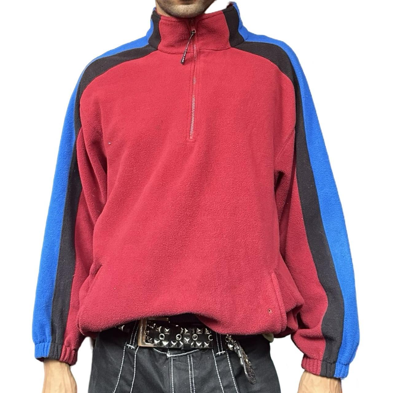  JERZEES Burgundy Fleece Colorblock Quarter Zip