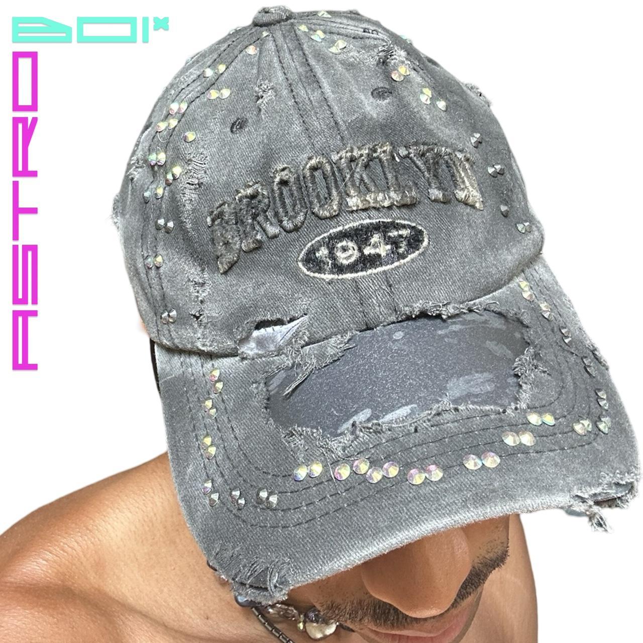 ASTROBOI* BROOKLYN BLACK DISTRESSED AIRBRUSHED RHINESTONE HAT