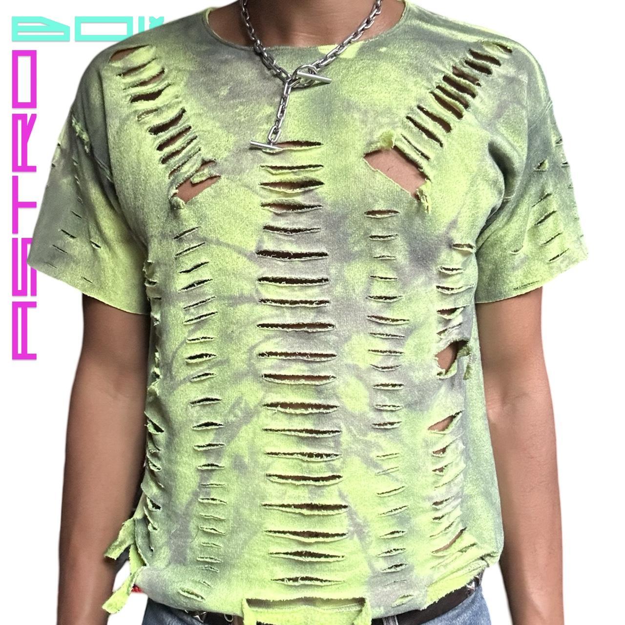 ASTROBOI* BRAT GREEN SHORT SLEEVE TIE DYE SWEATSHIRT _ LARGE