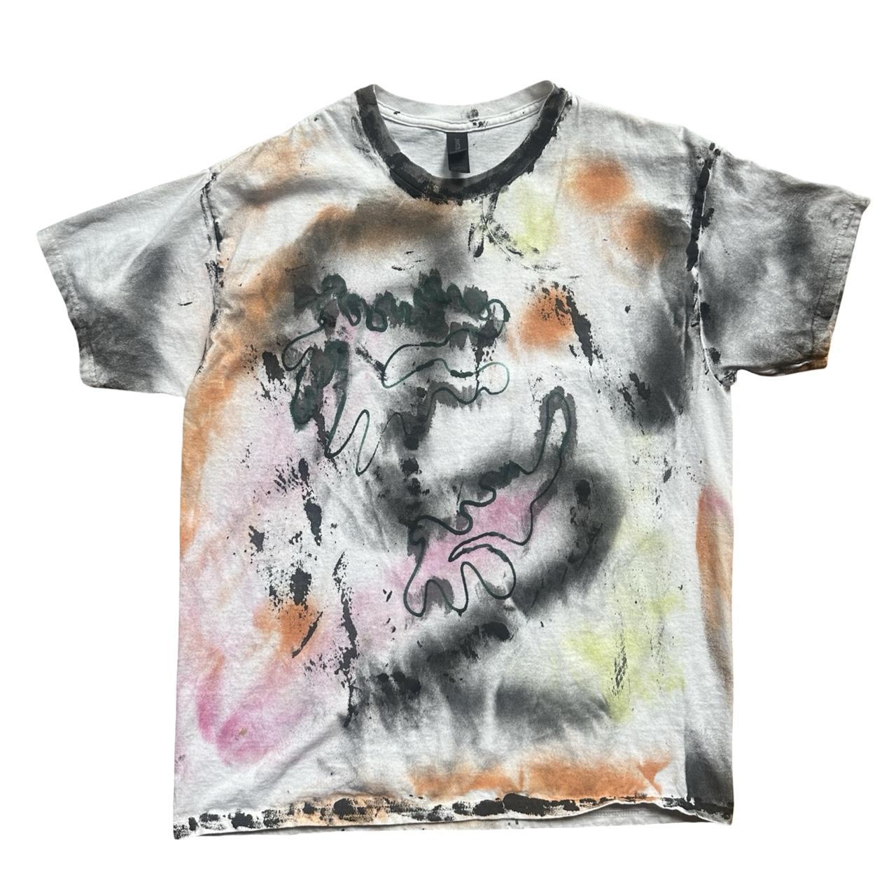 ASTROBOI* 'Swirls' White Painted Graphic T-shirt - flat front 