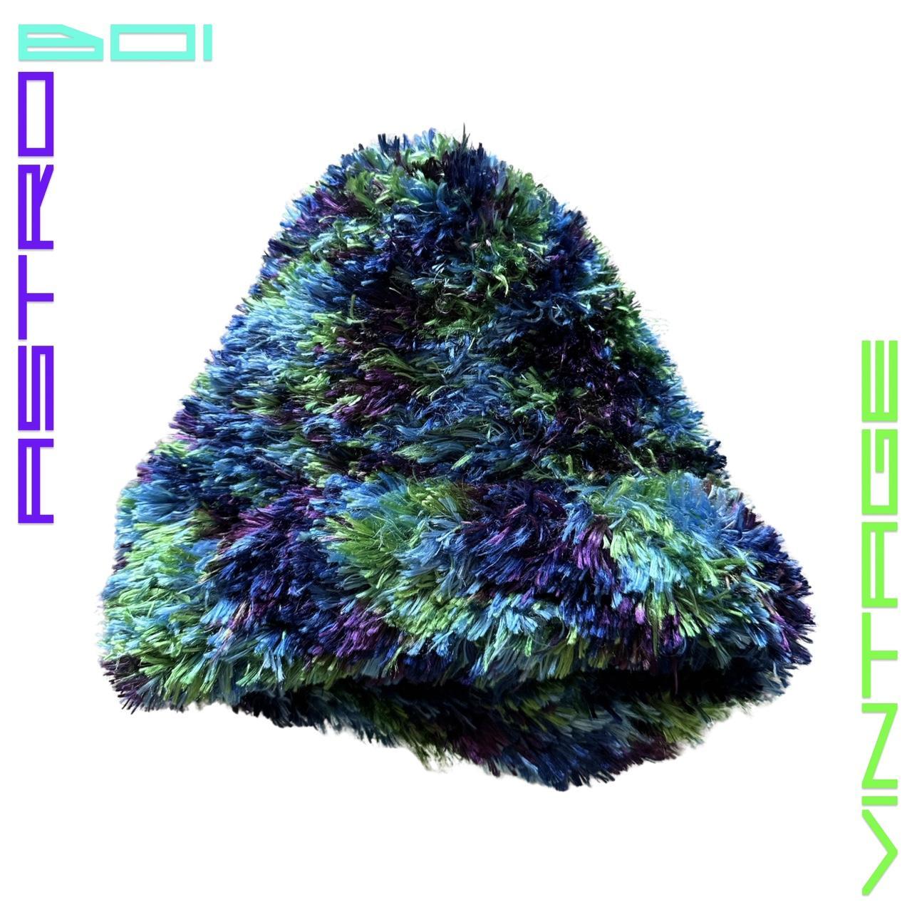 THICK FUZZY ECLECTIC BEANIE_ GREEN/BLUE