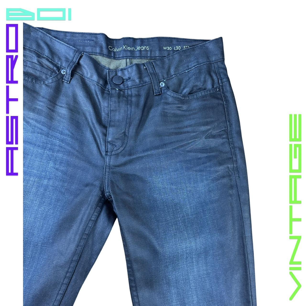 CALVIN KLEIN WAXED STRAIGHT LEG JEANS _ BLUE