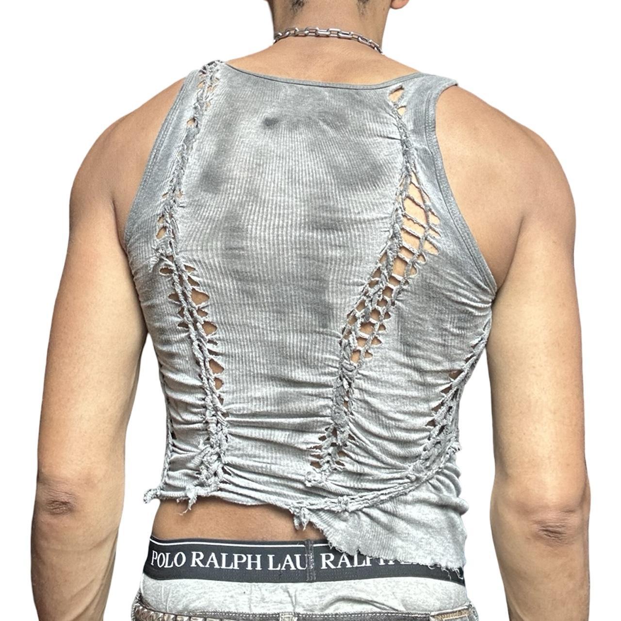 ASTROBOI* 'Stone' Antique Gray Twist Braided Tank Top – back 