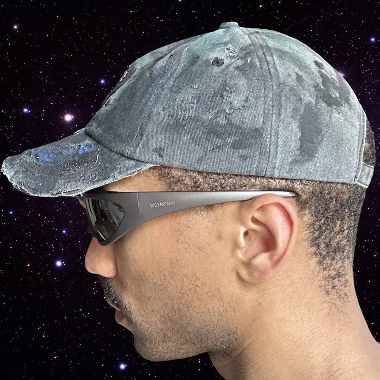 ASTROBOI* 'Enchanted' Black Distressed Rhinestone Resin Hat - left 