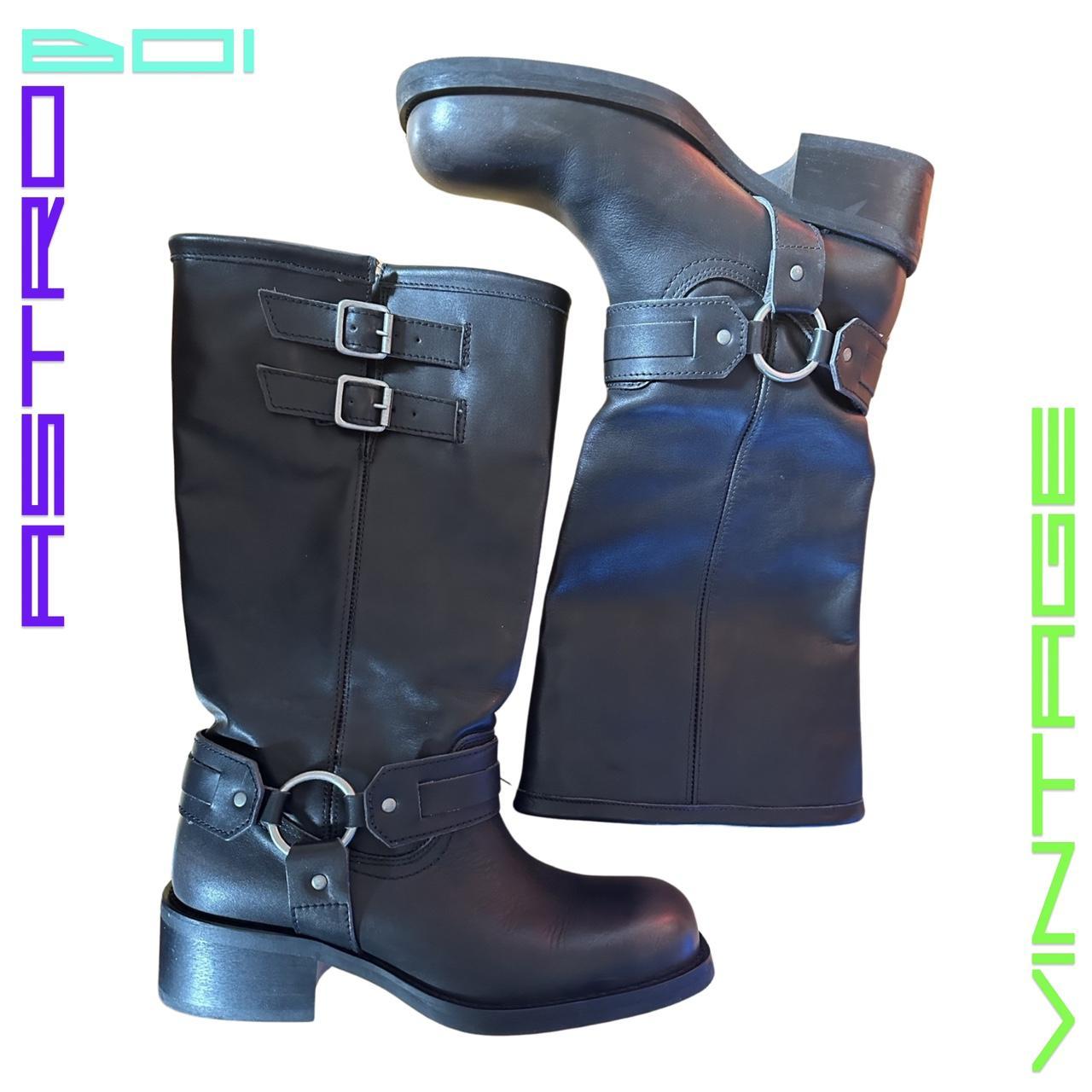 COS BLACK LEATHER BIKER BOOTS