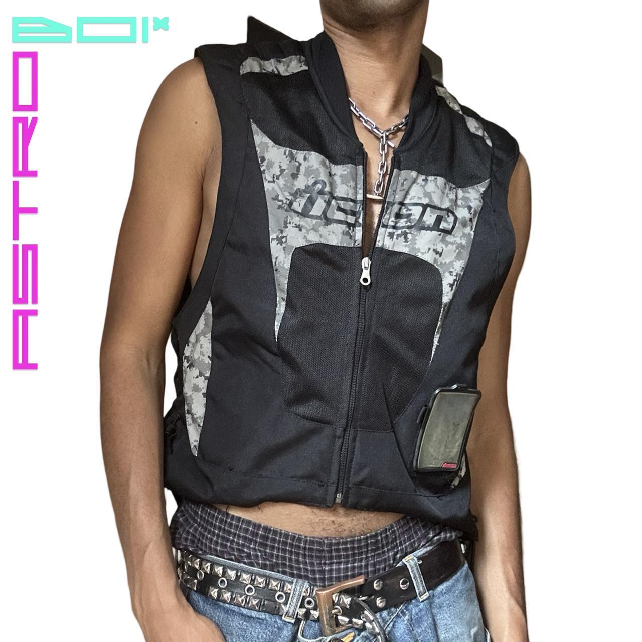 INTERCEPTOR BLACK REFLECTIVE BIKER VEST L-XL