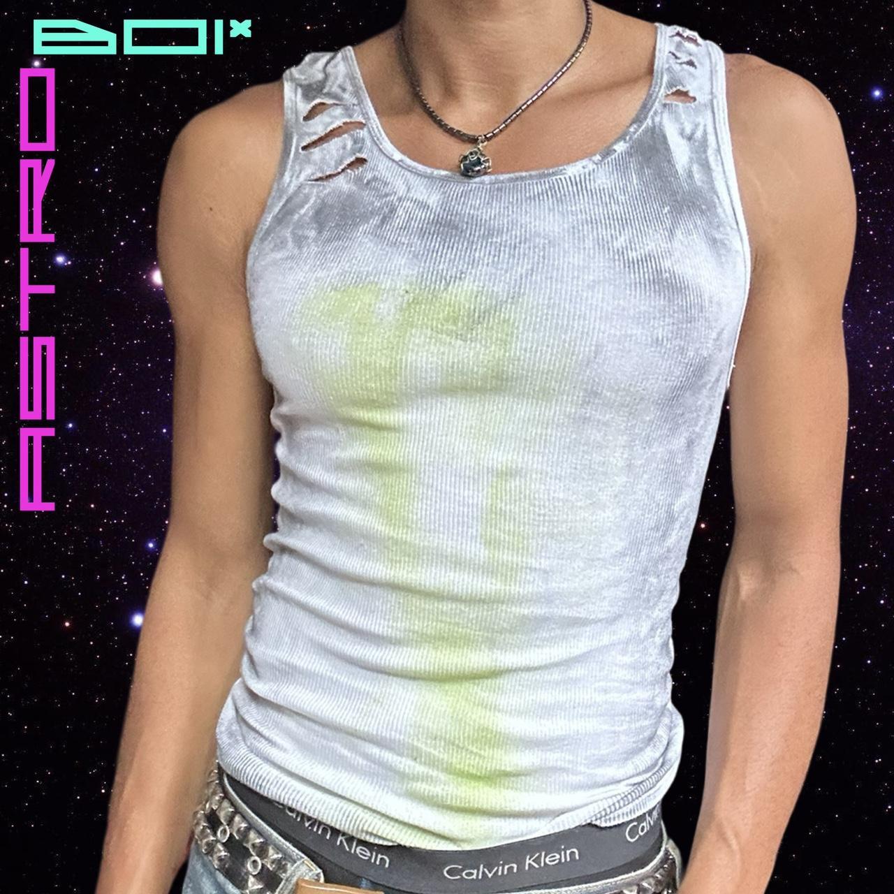 ASTROBOI* WHITE AIRBRUSHED TANK TOP _ LARGE