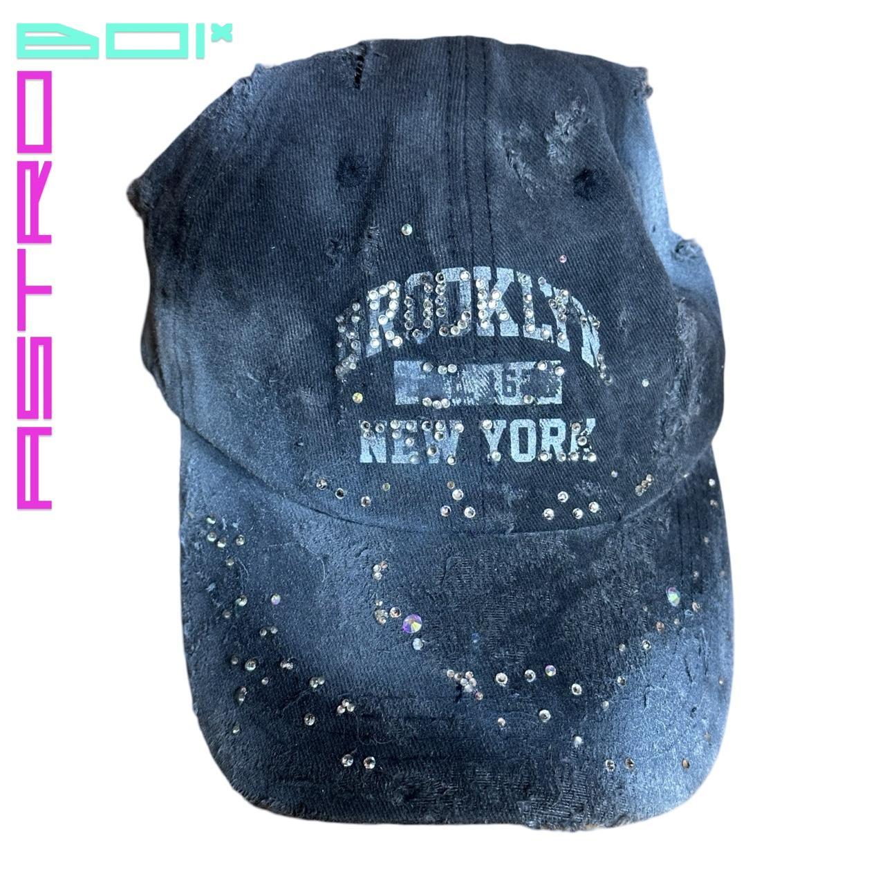 ASTROBOI* BROOKLYN NY DISTRESSED RHINESTONE BLACK HAT