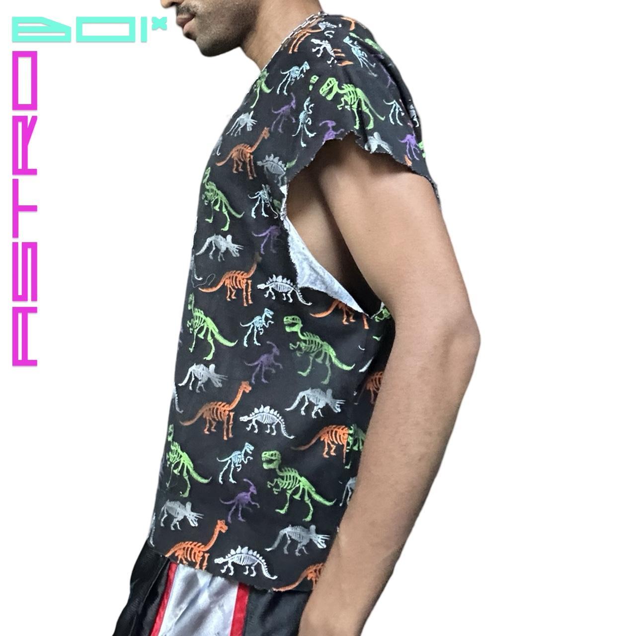 ASTROBOI* DINO BLACK DISTRESSED MULTICOLORED DINOSAUR TANK TOP - XXL