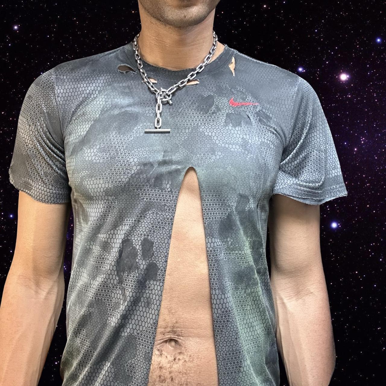 ASTROBOI* Nike Dri-FIT Gray Camo Ripped T-shirt – front 3