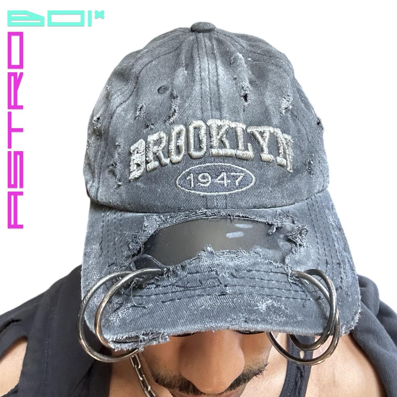 ASTROBOI* NEW YORK DISTRESSED LARGE PIERCING BLACK AIRBRUSHED CAP