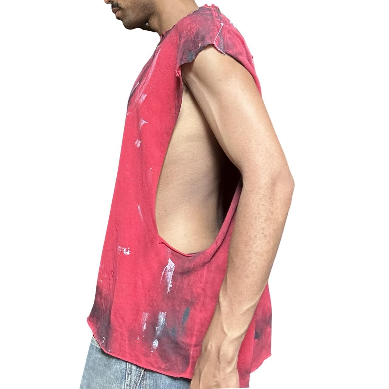 ASTROBOI* Y2K Orange County Choppers Red Painted Sleeveless Muscle Tank Top - left 