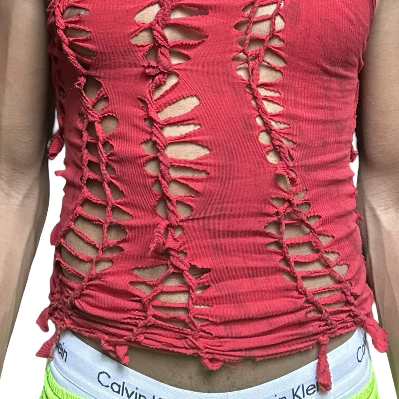 ASTROBOI* x Gildan 'Mars' Red Twist Braided Tank Top - front detail 2