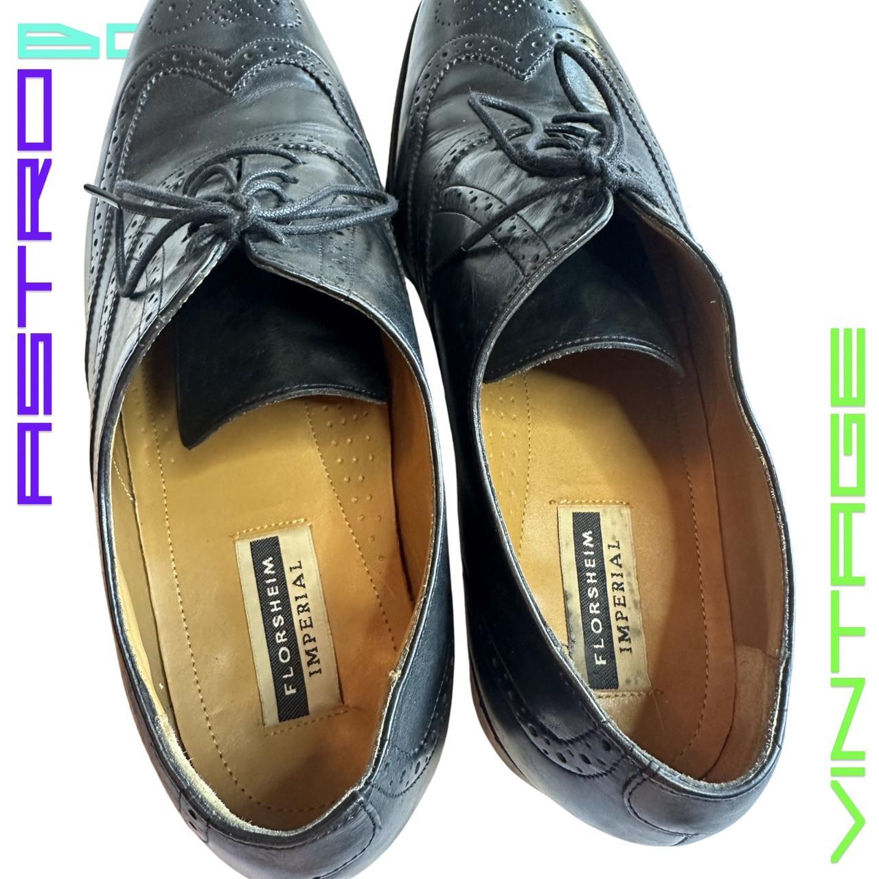 VINTAGE FLORSHEIM LEATHER WING TIPS_ BLACK_ SIZE 12