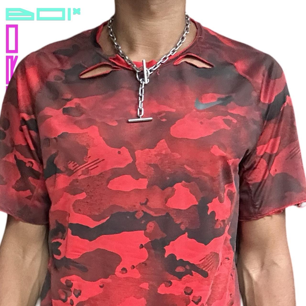 ASTROBOI* NIKE RED CAMOUFLAGE AIR BRUSHED SPORTS T- SHIRT _ XL