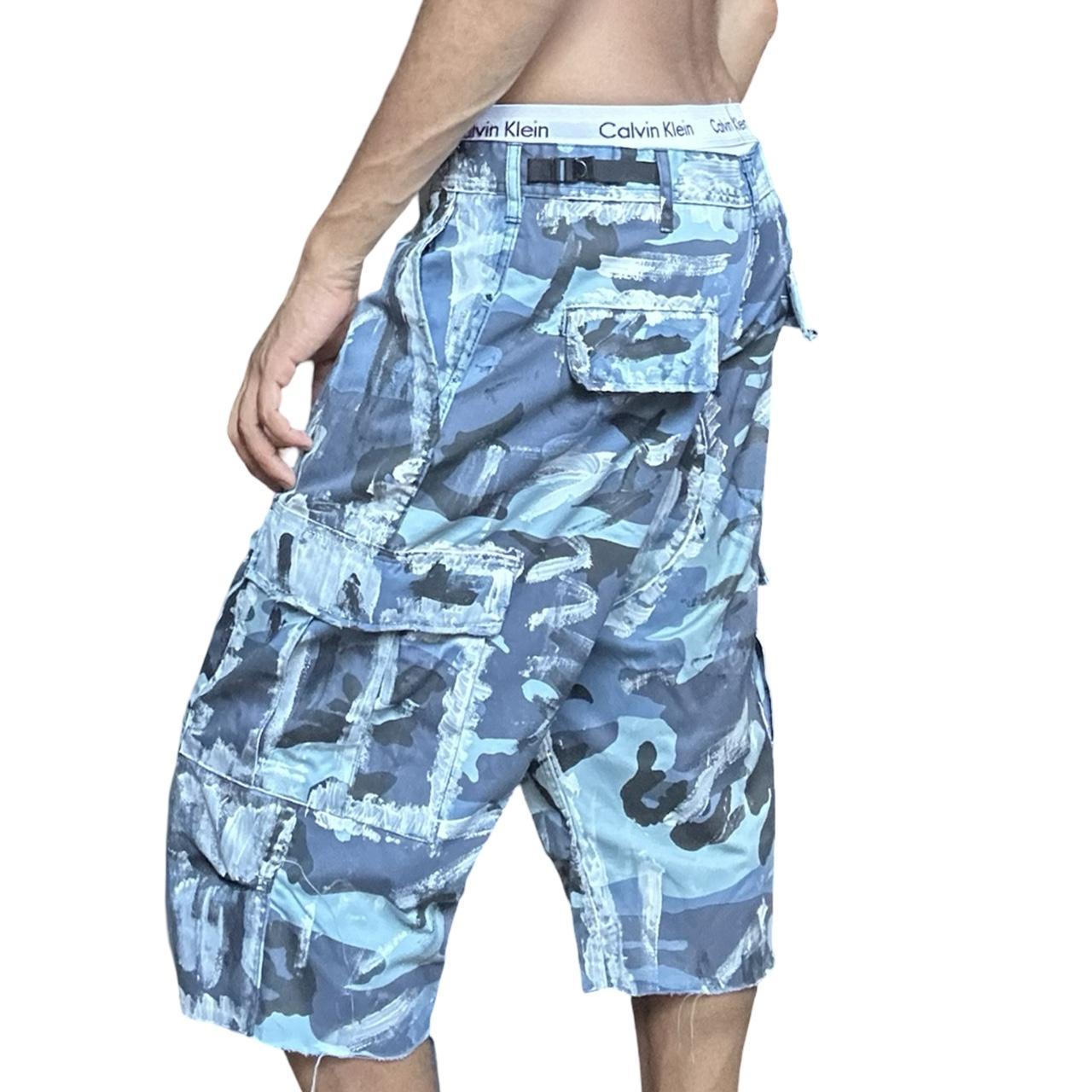 ASTROBOI* x ROTHCO Painted Blue Camouflage Utility Shorts - left 
