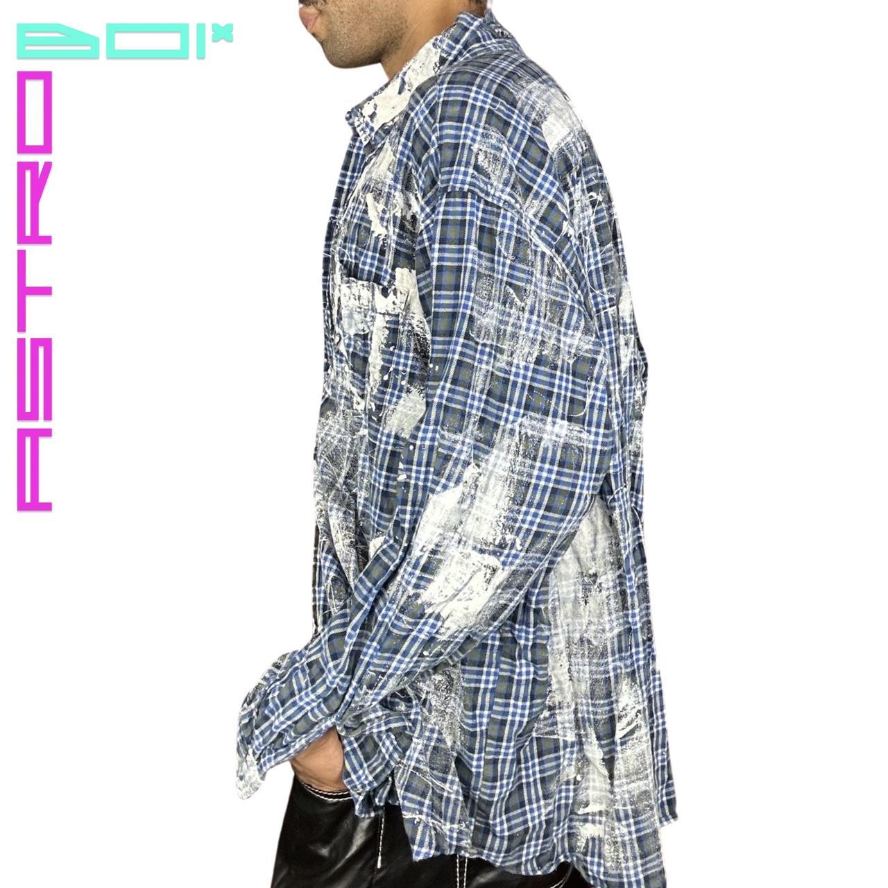 ASTROBOI* BLUE PLAID PAINTERLY FLANNEL_ 3XL