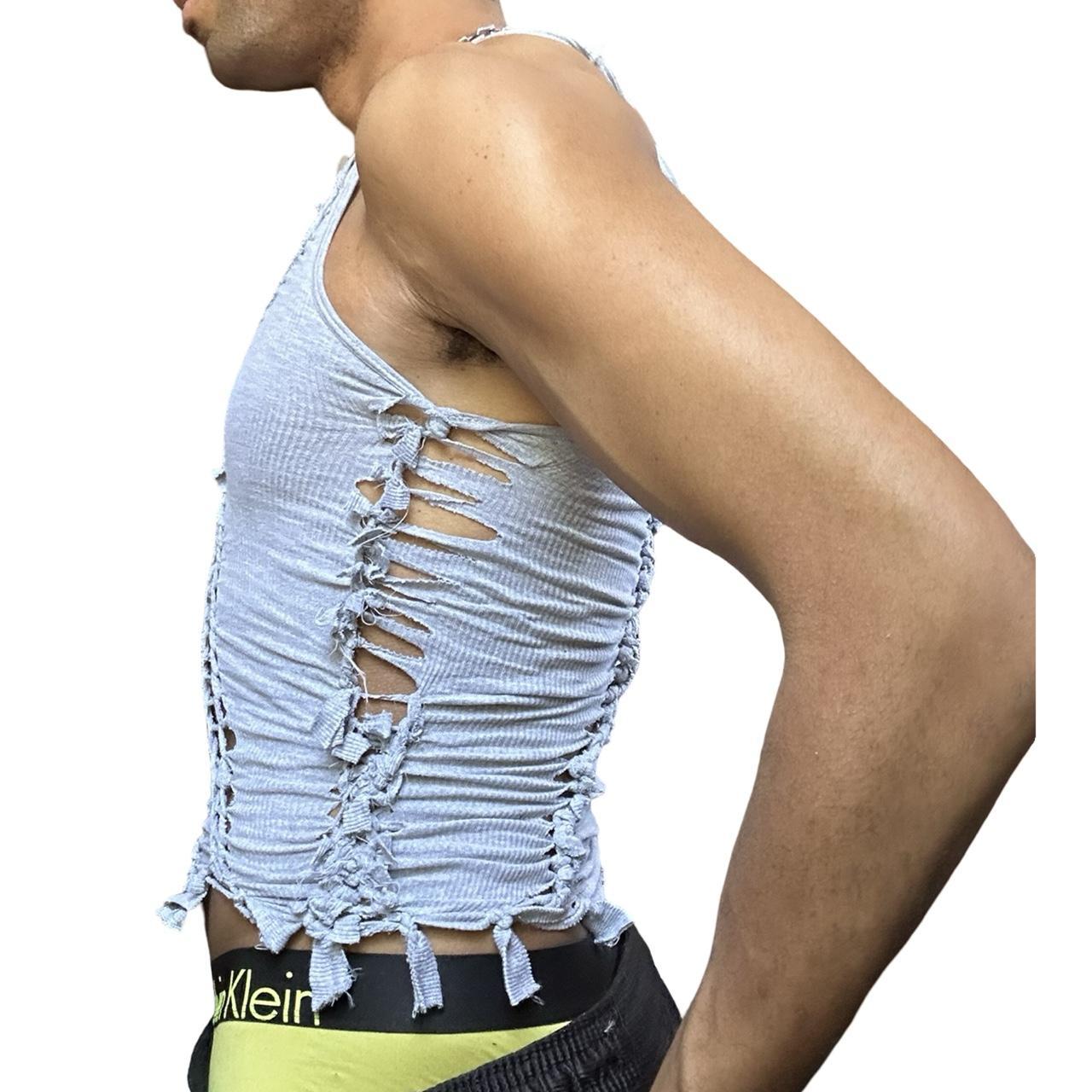 ASTROBOI*&nbsp;'Diagonals' Gray Twist Braided Tank Top – left 