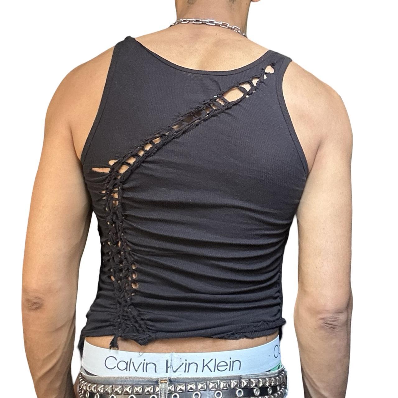 ASTROBOI* 'Knotted' Black Twist Braided Party Tank Top – back