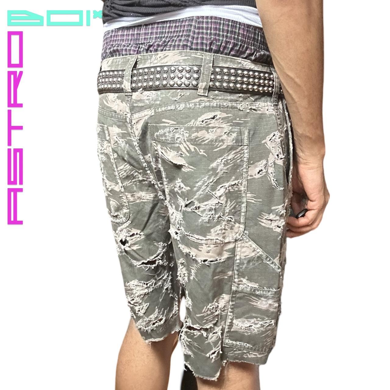 ASTROBOI* ABERCROMBIE & FITCH GREEN RIPPED CAMOUFLAGE PAINTERS GRUNGE SHORTS  _ 34" WAIST