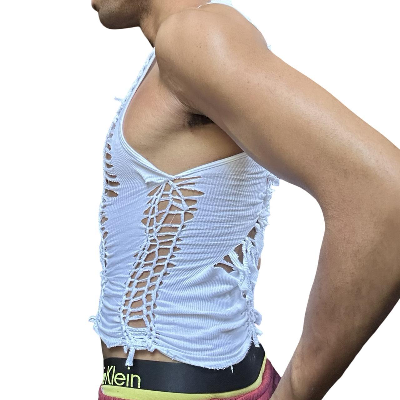 ASTROBOI* 'Trinity' White Twist Braided Tank Top – left