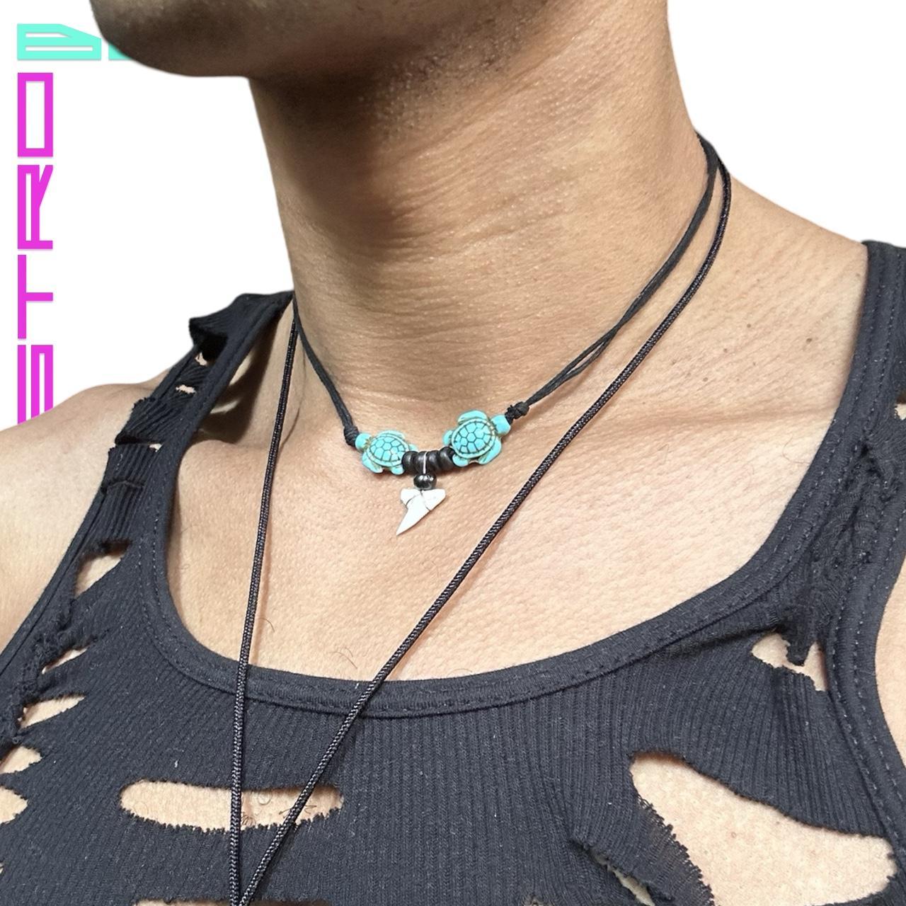 TURQUOISE SHARK TOOTH SUMMER CORD NECKLACE