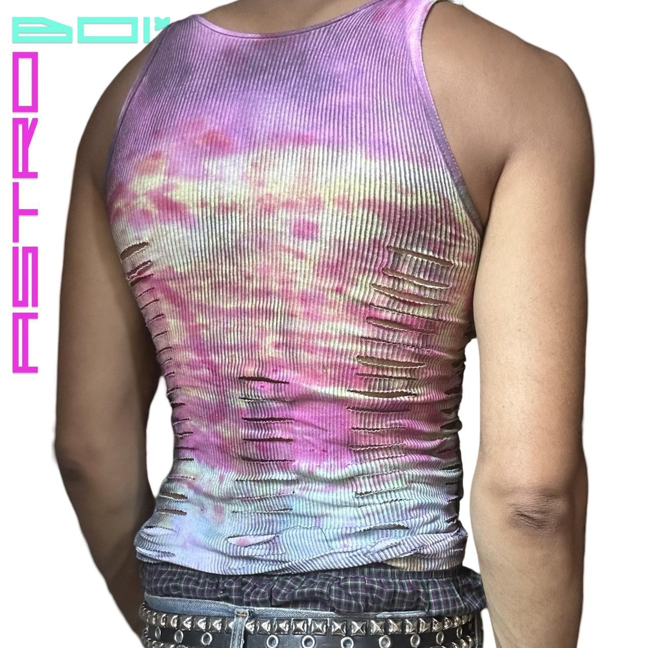 ASTROBOI* HANES PINK TAR TIE DYE RIBBED TANK TOP_ SMALL