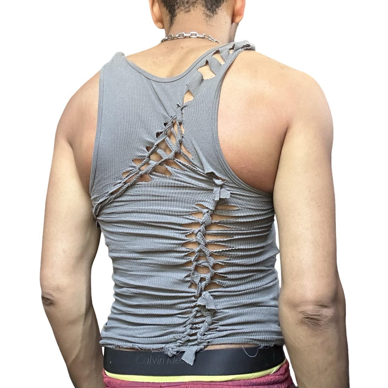 ASTROBOI* 'Cypher' Clay Gray Twist Braided Tank Top – back