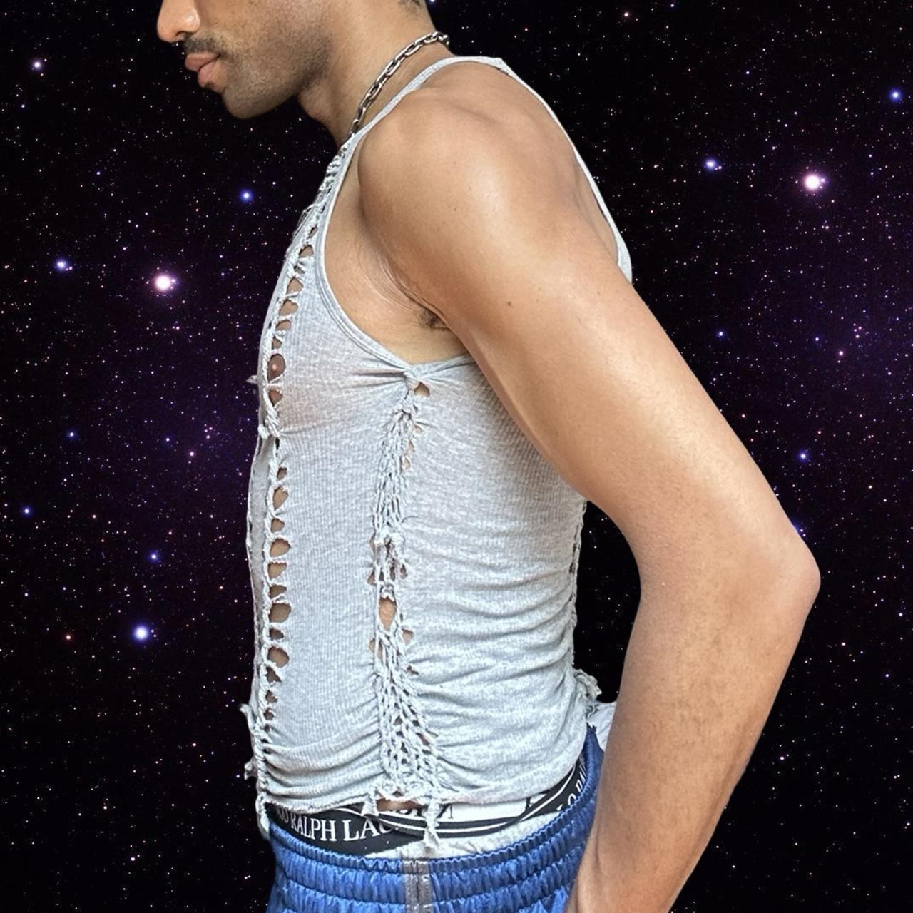 ASTROBOI* 'Ash' Gray Twist Braided Tank Top – left 