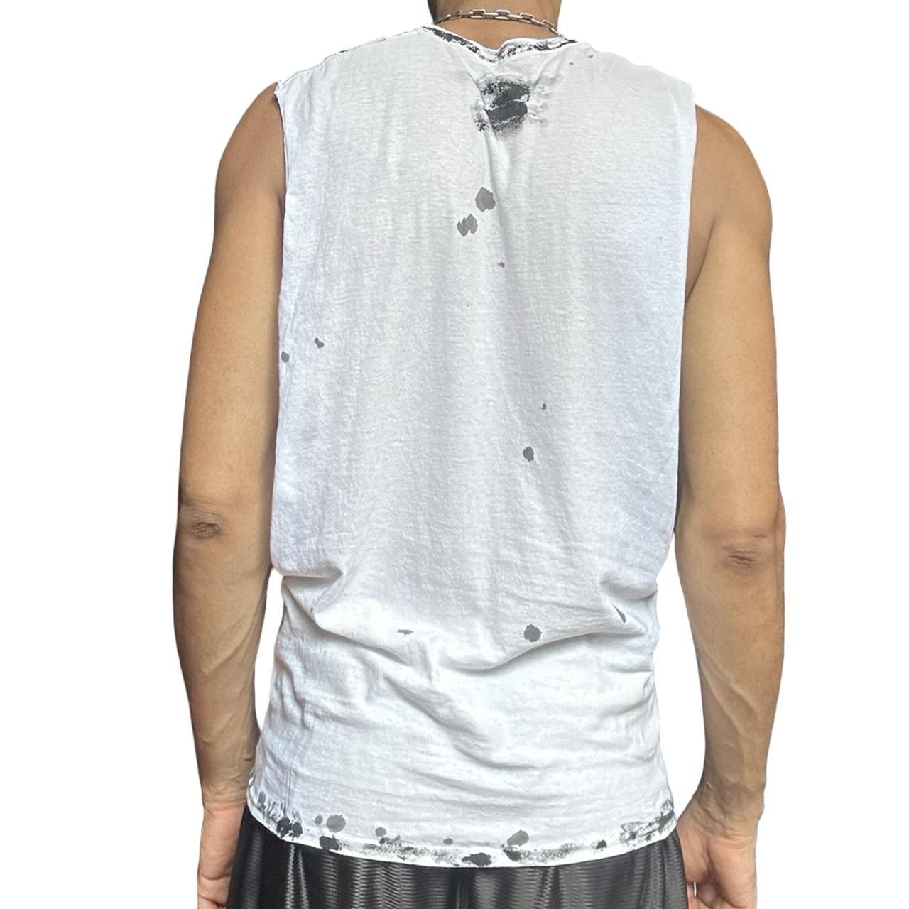 ASTROBOI* x Hanes White & Black Painted Muscle Shirt - back