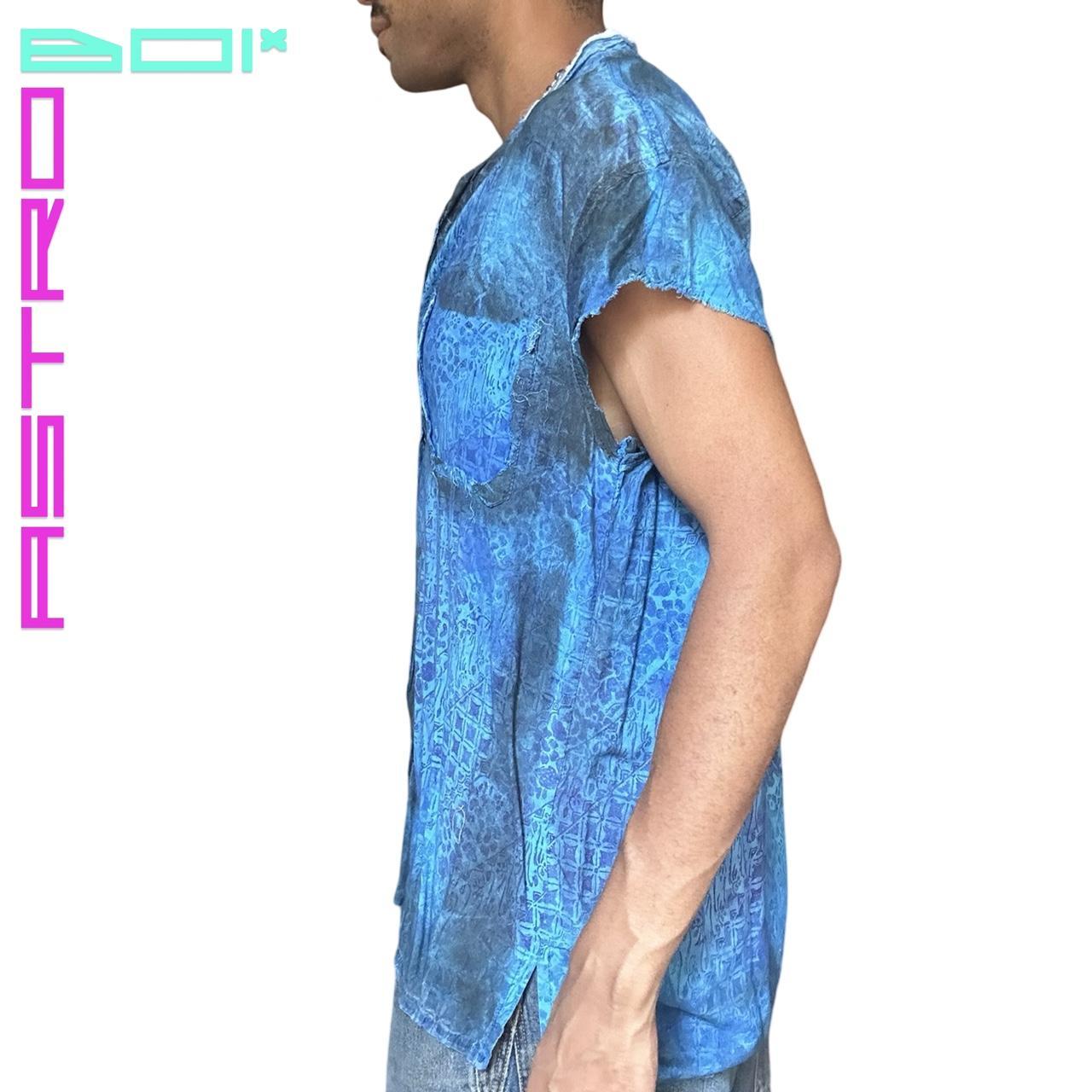 ASTROBOI* BLUE BANDANA AIRBRUSHED SLEEVELESS BUTTON UP SHIRT _ LARGE