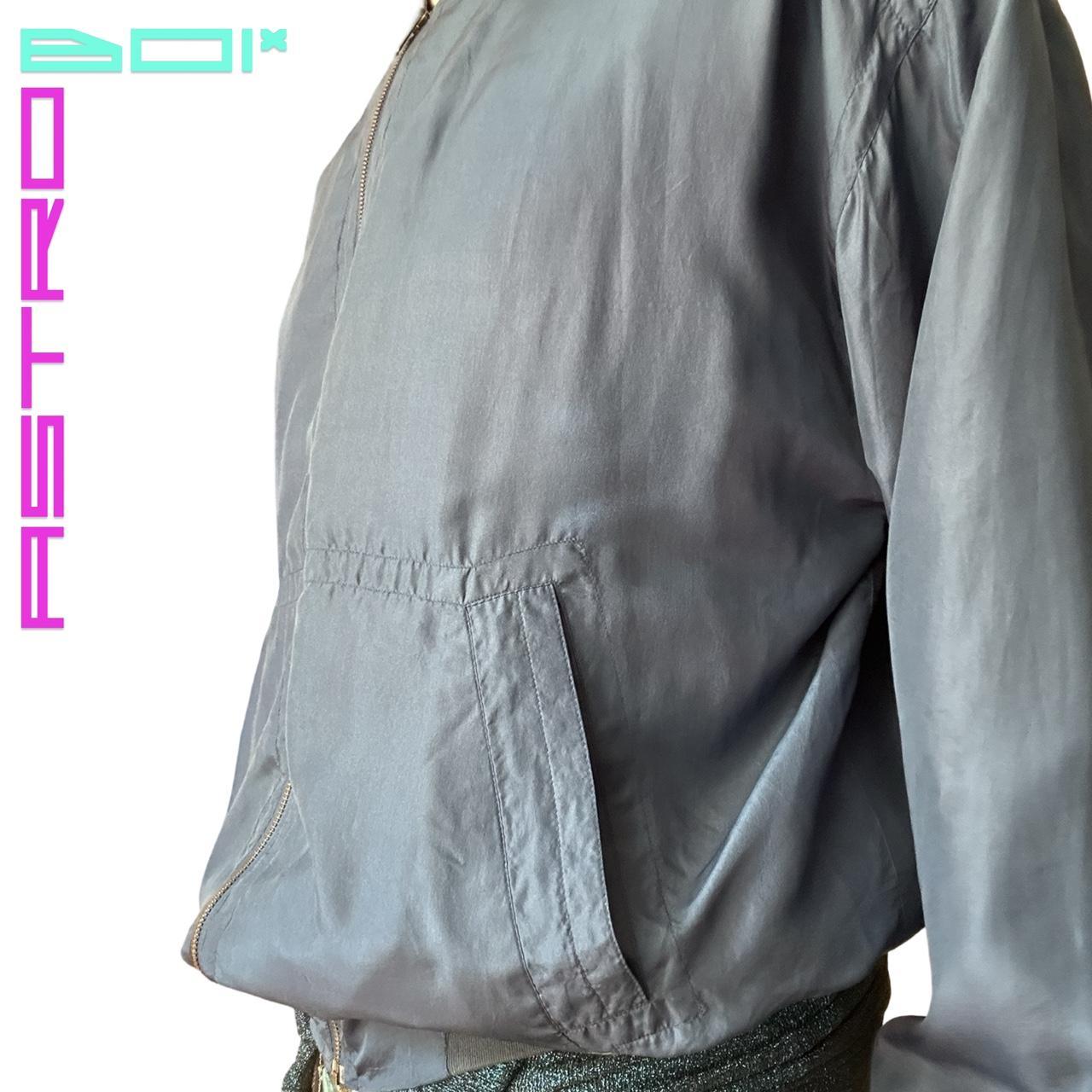 VINTAGE BLUE SILK OVERSIZED BOMBER JACKET _ XL