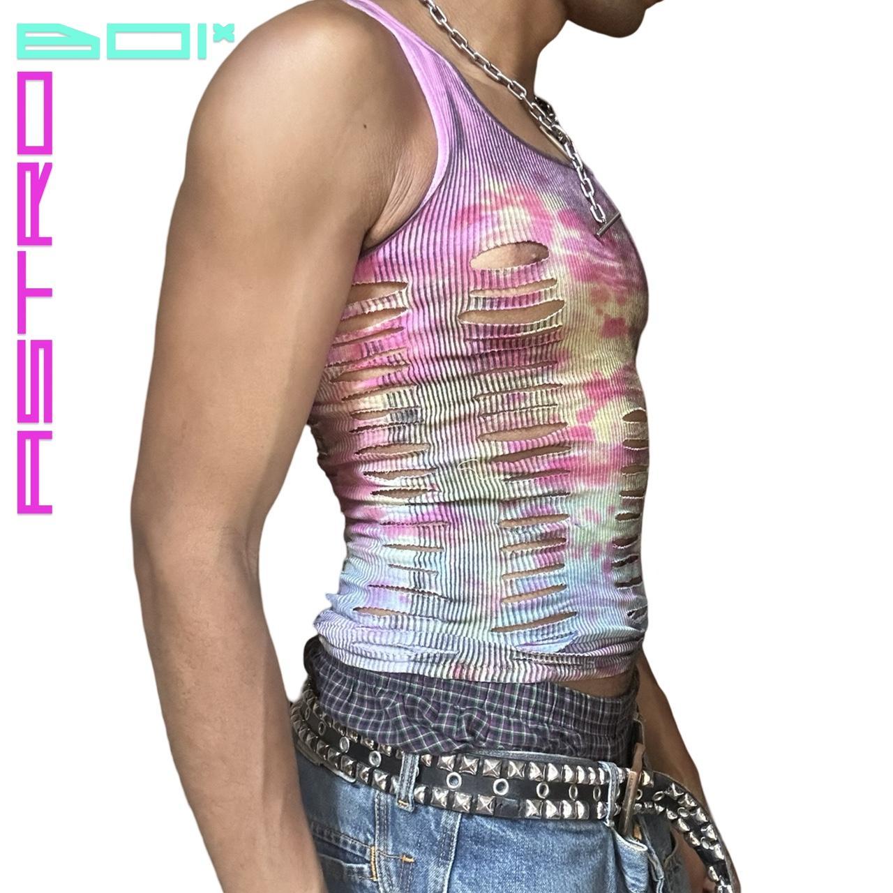 ASTROBOI* HANES PINK TAR TIE DYE RIBBED TANK TOP_ SMALL