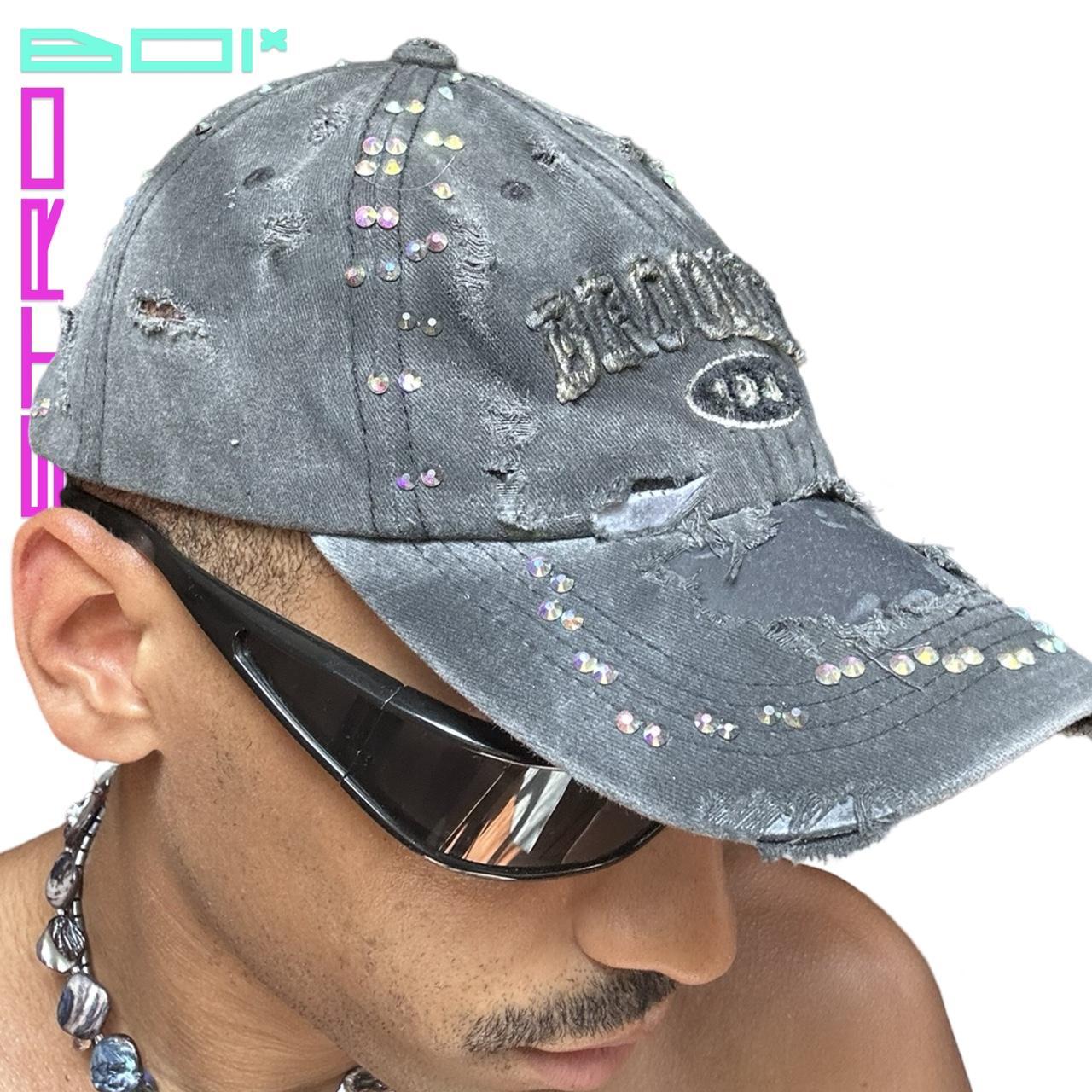 ASTROBOI* BROOKLYN BLACK DISTRESSED AIRBRUSHED RHINESTONE HAT