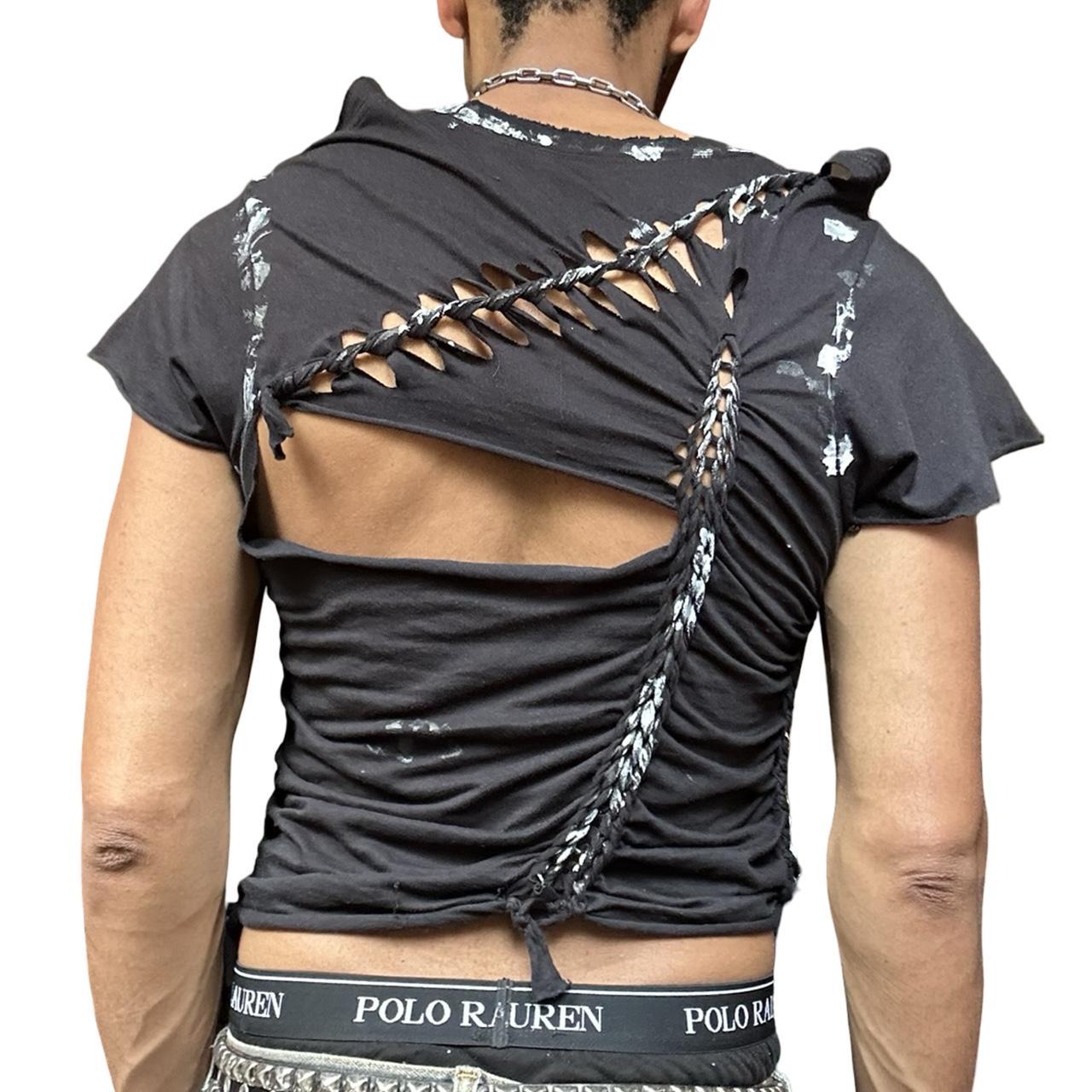 ASTROBOI* Gildan Black Twist Braided T-Shirt party festival top -  back 